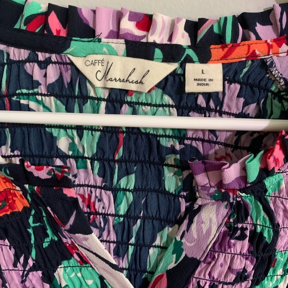 Caffe Marrakesh Floral Long Sleeve Button Mini Dress Size: L - Picture 3 of 4